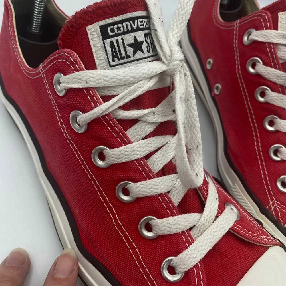Converse All Star Canvas Sneakers Shoes Red Lace Up Sneakers Women 10 Men 8 EUC - Picture 4 of 10